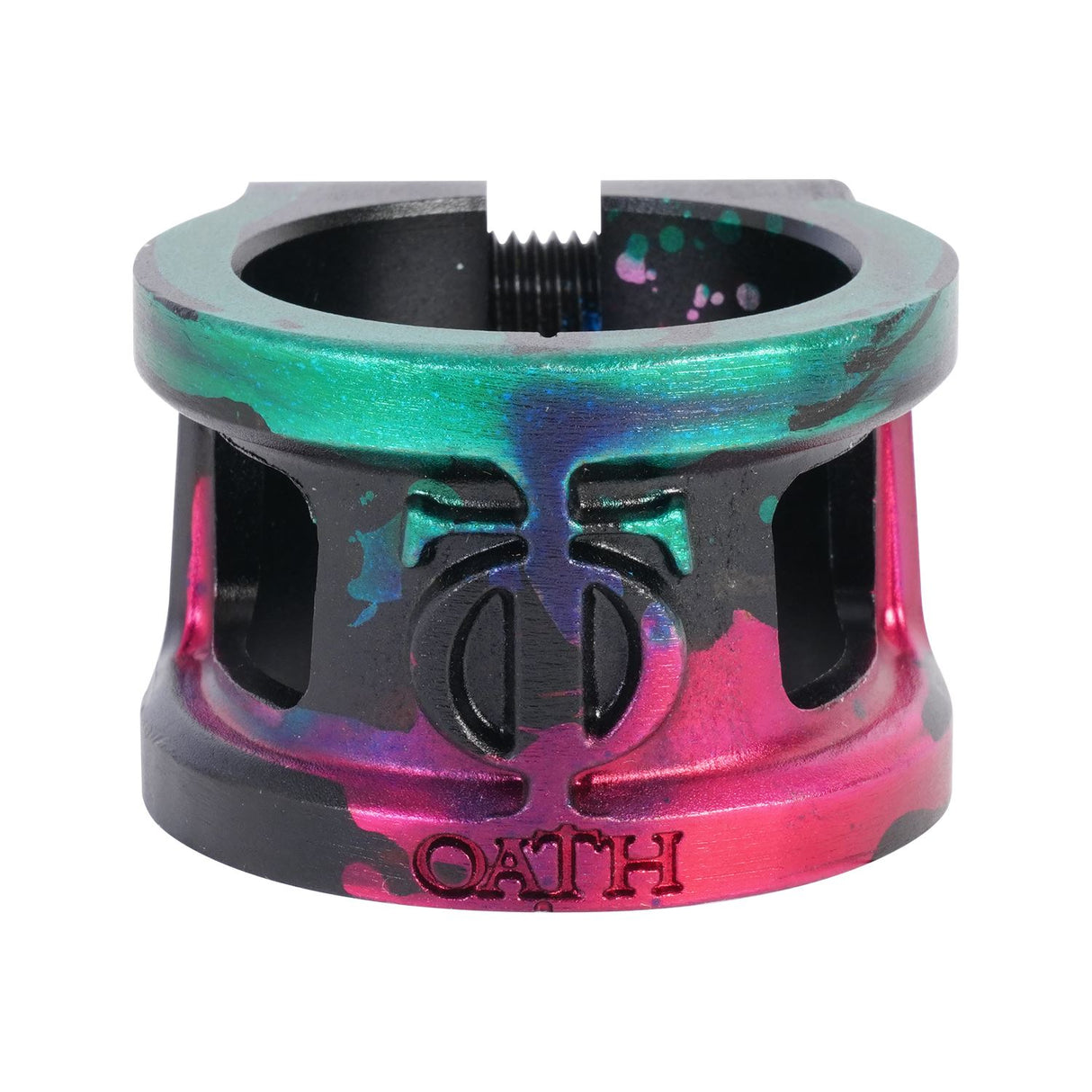 Oath Cage V2 Alloy 2 Bolt Clamp Green/Pink/Black